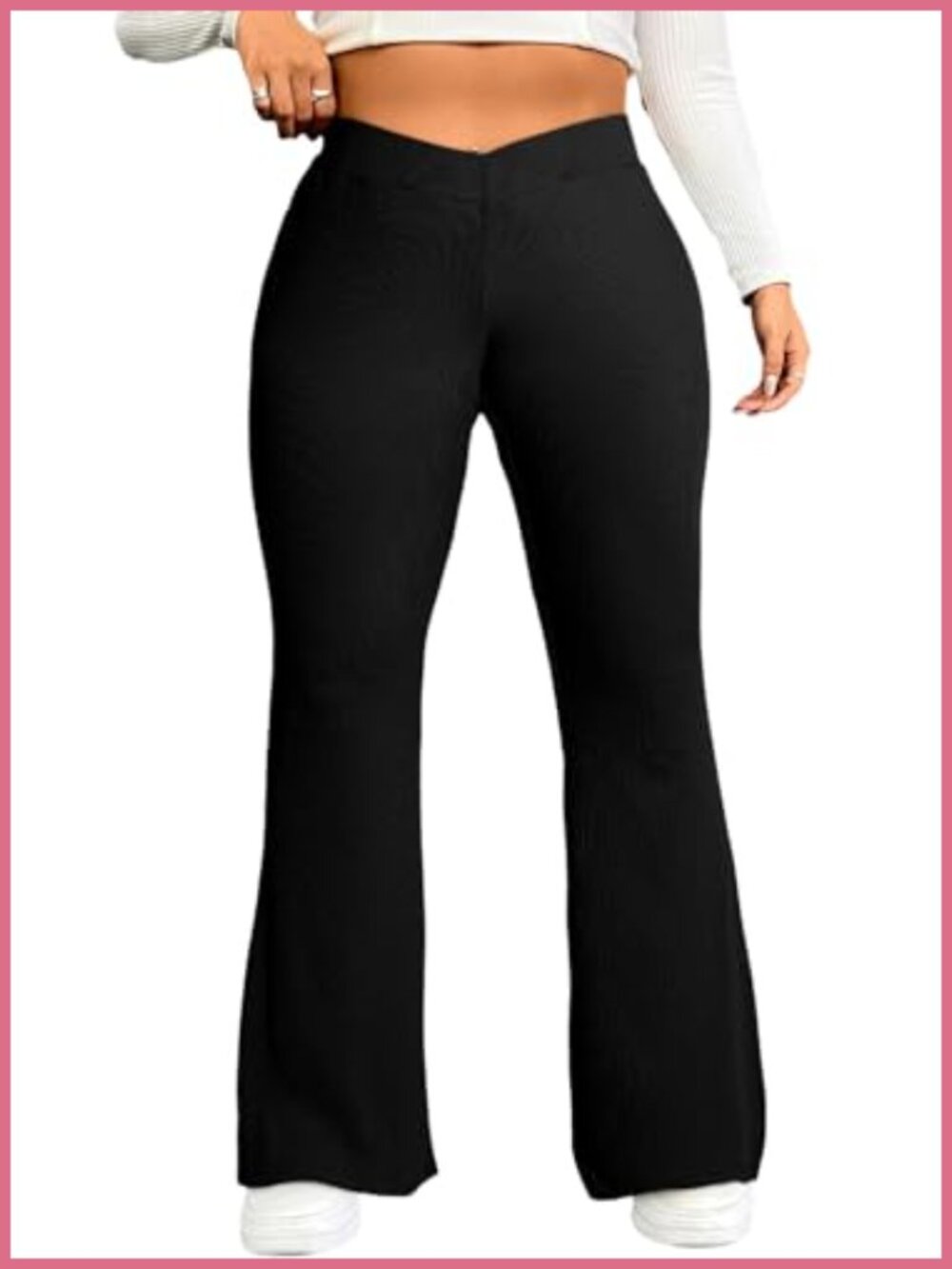 Plus Size High Waisted Crossover Flare Leggings Tummy Control Yoga Lounge Pants